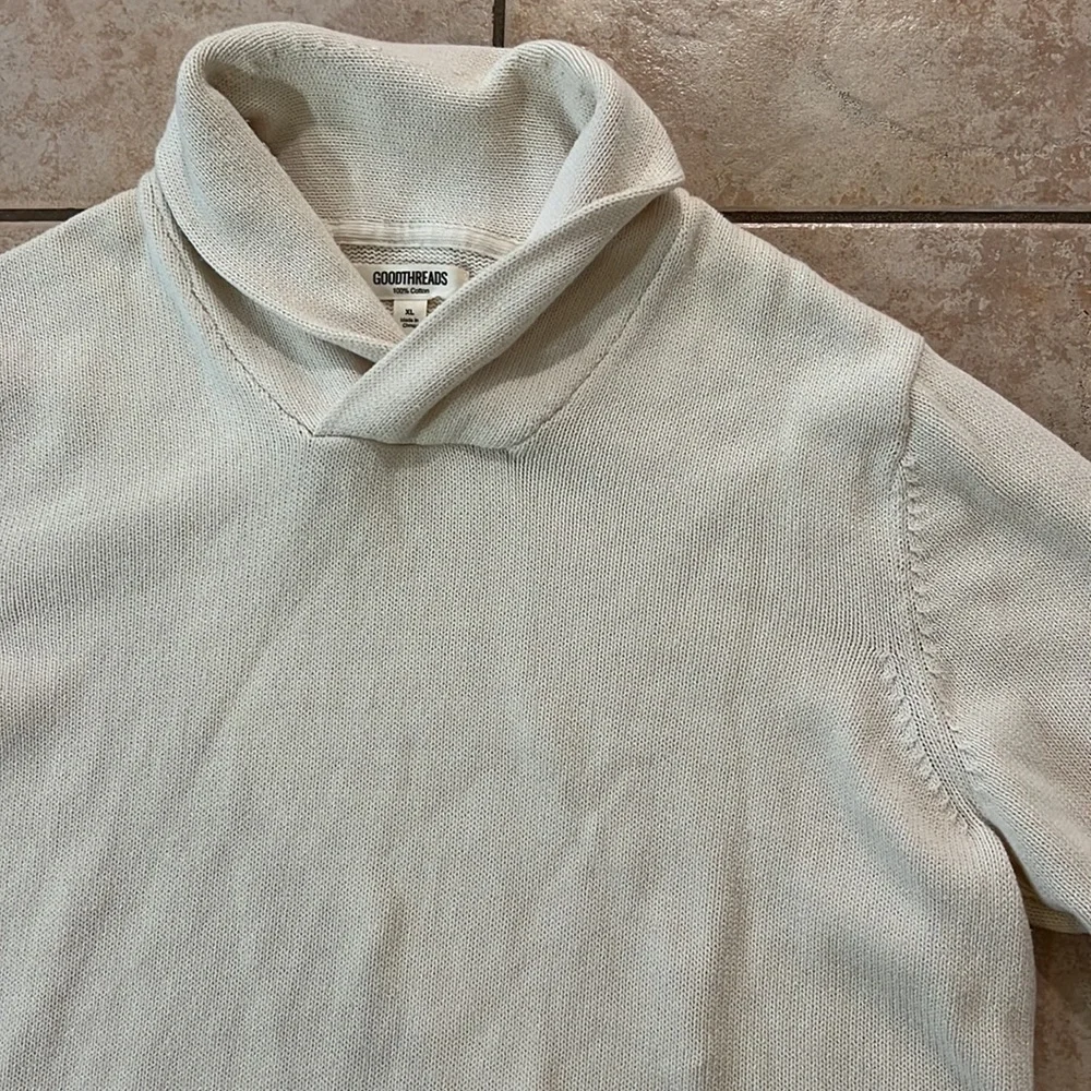 Goodthreads‎ Cotton Fold Over Collar Sweater Cream, Sz XL